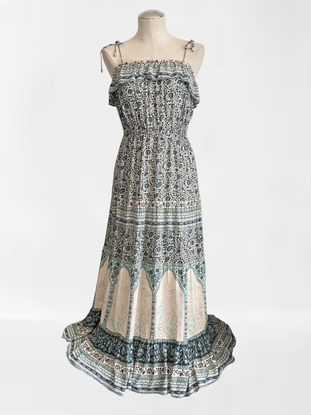Ba&sh Teresa Midi Dress in Vertdeau Print | Size S / US 4 - Picture 2 of 13